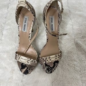 Steve Madden Snake Skin Print Open Toe Heels